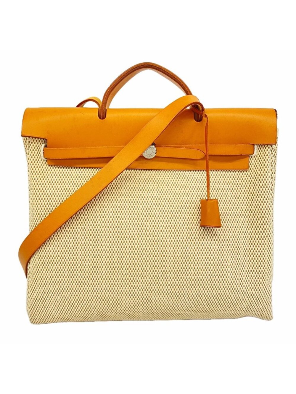 Hermes Handbag Herbag MM Toile GM Natural Silver 2-Way Bag